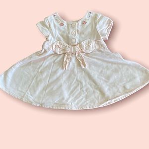 First Impressions Baby pink Dress with bow and embroidered flowers (0-3 Months)